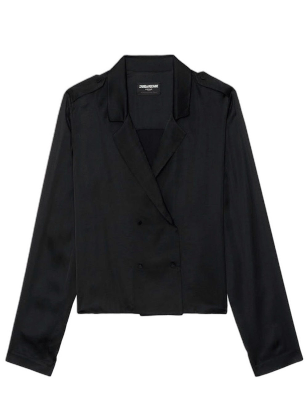 Zadig & Voltaire Black Double-Breasted Tussi Satin Blouse Jacket